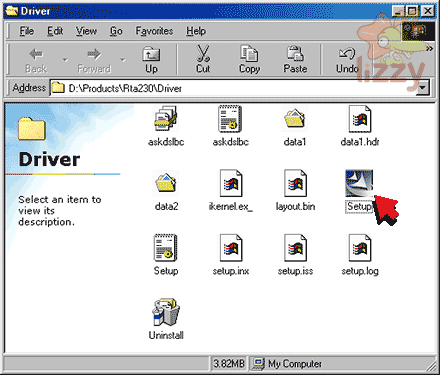 Folder containing the Dynalink RTA-230 install executable on a version 2 cd