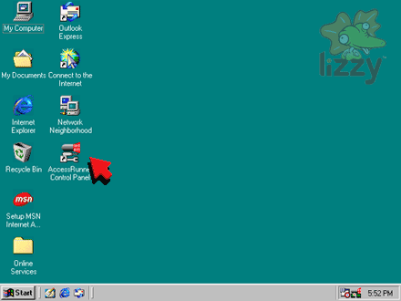 Desktop with AccessRunner control panel icon. 