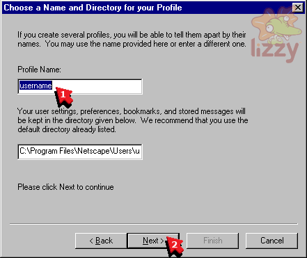 Choose a Name and Directory for your Profile dialog. 