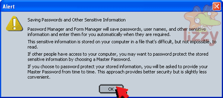 Alert for Saving Passwords and Other Sensitive Information. 