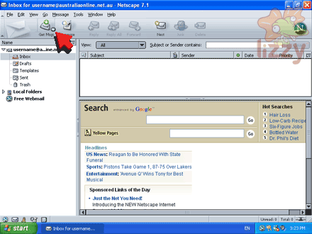 Netscape 7 Mail's Get Msgs toolbar button. 
