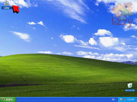 Desktop with dialup connection icon. 